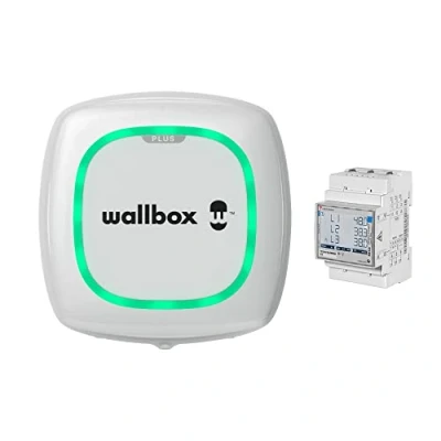 Imagen de Wallbox Paquete de Carga Solar Pulsar Plus Cargador vehículo eléctrico (22 kW, 5 Metros, Tipo 2, WiFi, Bluetooth, OCPP, Interior/Exterior) Blanco + Power Boost trifásico