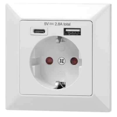 Imagen de ORNO AE 13232(GS) Enchufe con USB A + C Salida 5VDC Max 2,8A (Tipo Schuko)