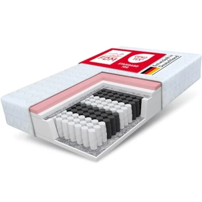 Imagen de Colchón FDM Euphorie 80x200 con muelles ensacados, 7 Zonas Diferentes Altura 24 cm Rigidez H2 H3 Espuma visco Apta para alérgicos Funda extraíble y Lavable Blanca