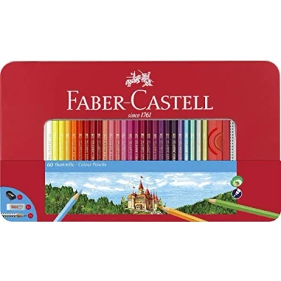 Imagen de Faber Castell 115894 Estuche de metal con 60 lápices color, forma hexagonal