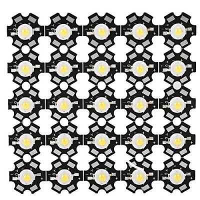 Imagen de Riuty 25 UNIDS Chip LED, Alta Potencia LED 3W Fuente de Luz Integrada Alto Rendimiento Grano Foco para Bombilla Lámpara Granos Iluminación DIY(10000 15000K)