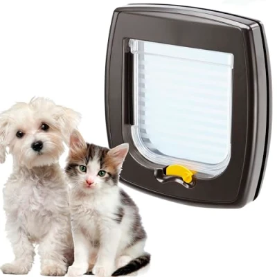 Imagen de Ferplast Puerta para Gatos y Perros Pequeños Swing 1 Gatera, Instalación Universal, Entrada Salida controlables 2 vías, Túnel Parcial