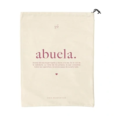 Imagen de Bolsa Tela Regalo Abuela. Definición Granate De Algodon Natural 100%, Reutilizable