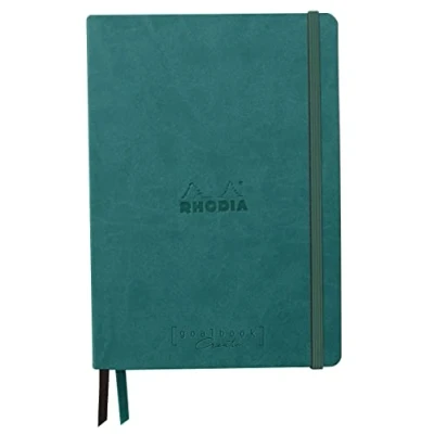 Imagen de Clairefontaine ES RHODIA 194447C Bullet Journal Goalbook Creation Peacock Cuaderno rígido A5 15,5x21x2 cm Dotted Dot 160 páginas Maya Smooth Black Paper 120 g/m 2 Ribbons