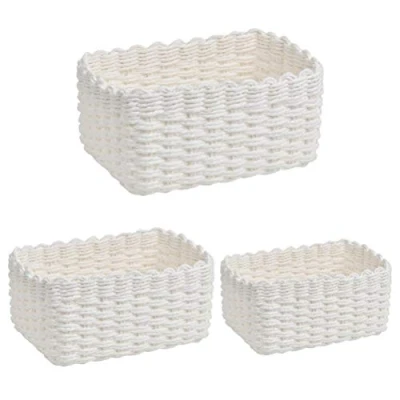 Imagen de 3pcs Cesta Almacenaje,Cajas de Almacenaje,Cesta Toallas Baño,Cestas Organizadoras Baño,Caja Almacenamiento Cuerda Papel Reciclado,Caja Organizadora en Mesa,Cestas Almacenaje Multiuso