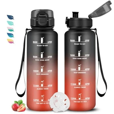 Imagen de Botella Agua, Agua 1.5 litros con Filtro, a Prueba de Fugas, Cantimplora Marca Tiempo, Fácil Limpiar, Transportar, Infantil para Deportes, Senderismo, Camping