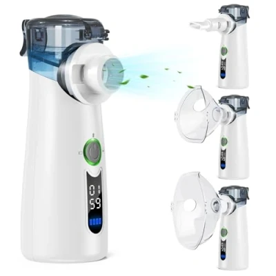 Imagen de NVKHG Aerosol Silencioso, Máquina de Ultrasónica Portátil, Con Pantalla Digital, Limpieza Residual Automática, Recargable USB C para Adultos y Niños Gris
