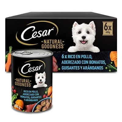 Imagen de Cesar Natural Goodness Comida Húmeda para Perros Adultos con Pollo (Pack 6 Latas x 400g)