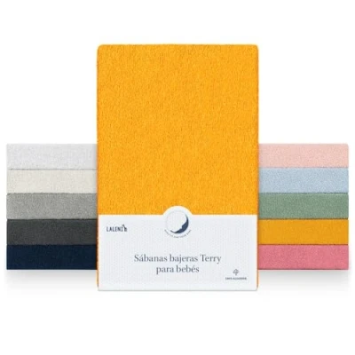 Imagen de Laleni sabana bajera cuna de rizo 50x89cm 2pz sabanas colecho bajeras certificadas OEKO TEX minicuna sin arrugas amarillo