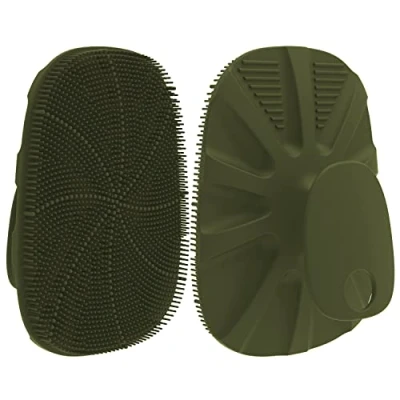 Imagen de HieerBus Cepillo de baño silicona para hombres y mujeres, nutritivo, limpieza exfoliante, mango antideslizante, buena espuma, larga duración, fácil limpiar más higiénico