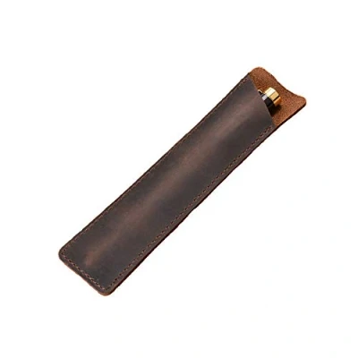 Imagen de Daimay Cuero de caballo loco Sostenedor la caja pluma Fuente hecha a mano funda protectora para Bolígrafo, Stylus Touch Pen Marron