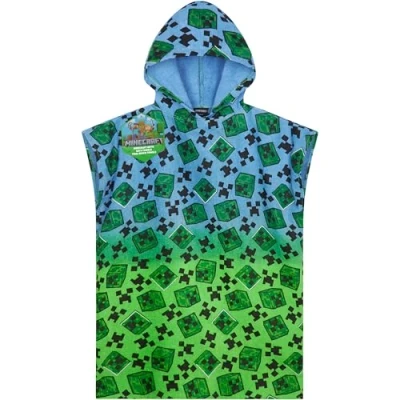 Imagen de Minecraft Toallas de Baño y Piscina Creeper Toalla Playa Capucha para Niños Poncho Cambiador Infantil Adolescente Gamer Regalos (Multi, 6 9 Años)