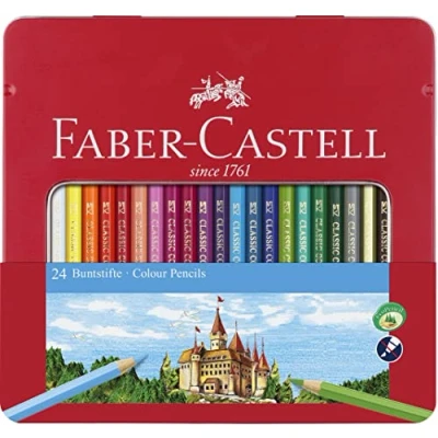 Imagen de Faber Castell 115824 Estuche de metal con 24 lápices color Castillo, colores surtidos