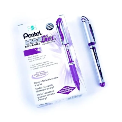 Imagen de Pentel BL57 V EnerGel Bolígrafo con tinta de gel (0,35 mm, capuchón, 12 unidades), color violeta