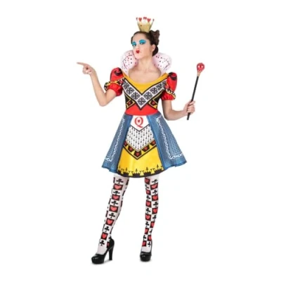 Imagen de viving Disfraz Reina De Corazones Diadema con Corona, Vestido Y Medias Talla S (1)