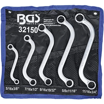 Imagen de BGS 32150 Juego de llaves estrella dobles forma S medidas en pulgadas 3/8&quot; 3/4&quot; 5 piezas