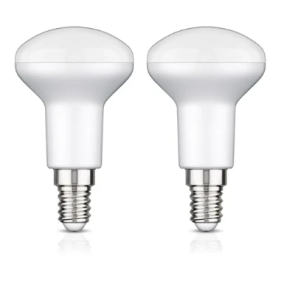 Imagen de ledscom.de 2 bombillas LED E14, R50, blanco cálido (2700 K), 6,2 W, 608lm, 116, regulador de intensidad 3 niveles, mate