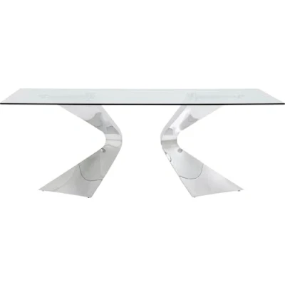 Imagen de Kare Design Mesa Gloria Chrome, de vidrio, lujo comedor extravagante, Comedor, Espacio para 6 8 personas, Sala estar, Plata, 75x200x100cm