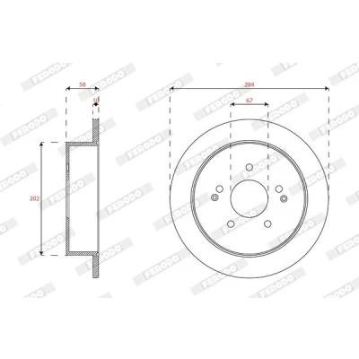 Imagen de FERODO DDF1992C Disco de freno 284 10 5 112 macizo revestido sin tornillos SSANGYONG: Korando III SUV