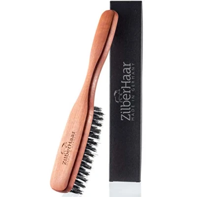 Imagen de ZilberHaar Cepillo para Pelo largo y Barba 100% Auténticas Cerdas de Jabalí Duro Primer Corte Cuidado Facial Masculino Compatible con todos los Bálsamos Aceites