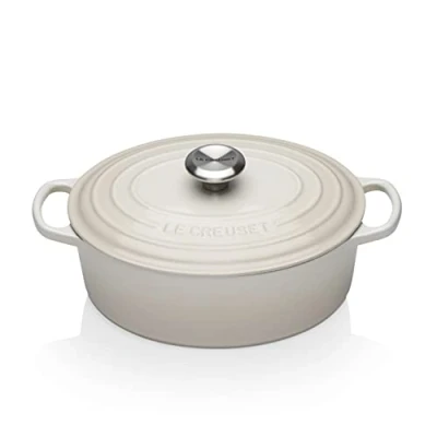 Imagen de Le Creuset Evolution Cocotte de hierro fundido con tapa, Ovalada, 27 cm, 4,1 L, Beige Merengue,21178277164430