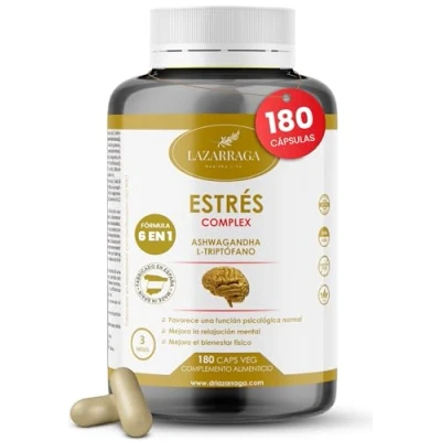 Imagen de Ashwagandha, Triptófano y Magnesio Apoyo para reducir el estrés, la ansiedad mejorar ciclo del sueño Vitamina B6, B12 Zinc 180 cápsulas Vegetales 3 Meses