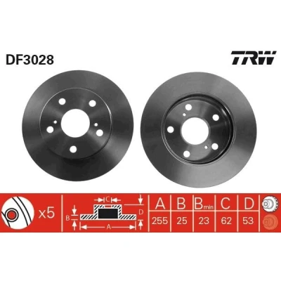 Imagen de TRW DF3028 Disco de freno 255 25 5 114 ventilado CHRYSLER: Voyager / Grand 3