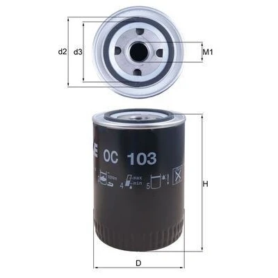 Imagen de MAHLE ORIGINAL OC 103 Filtro de aceite con válvula bloqueo retorno enroscable