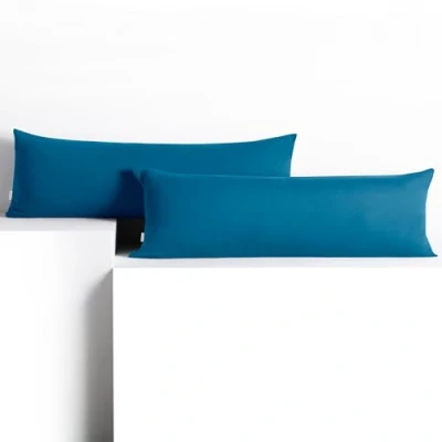 Imagen de DecoKing 2 Fundas de Almohada 40 x 200 cm algodón con Cremallera Azul ámbar