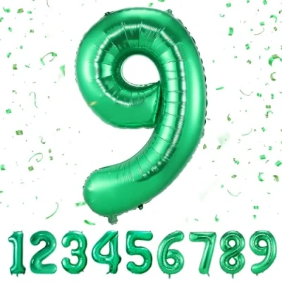 Imagen de Globos de Cumpleãnos 9 Verde,101 CM Globo Numeros Gigantes Grandes Decoracion,Globo Numero 9,Globos Niño Niña Adultos,Vuelan con Helio…