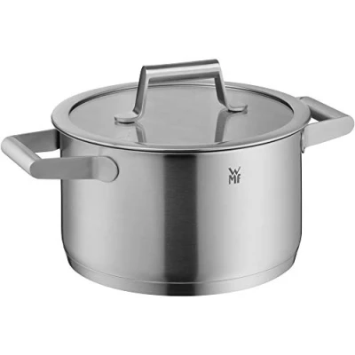 Imagen de WMF Comfort Line cacerola alta de 20 cm, tapa vidrio, inducción 3,3 l, acero inoxidable mate Cromargan, escala interior, apilable, sin recubrimiento