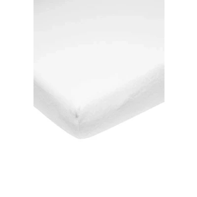 Imagen de Meyco Baby Uni Molton sábana Bajera Extensible para la Cuna (Protector de colchón Impermeable, Extra elástico y Transpirable, cubrecolchón 80% algodón, Dimensiones: 60 x 120cm), Blanco