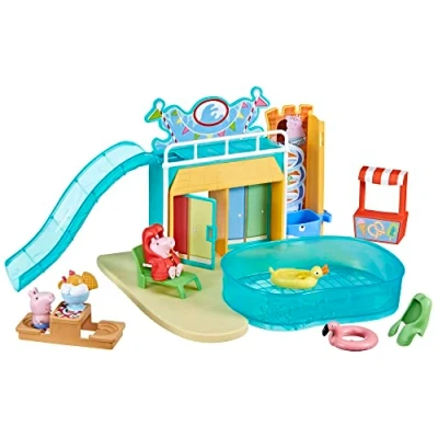 Imagen de Peppa Pig en el Parque Acuático Juego de rol con 2 Muñecos Personajes la Serie Infantil, Piscina, Helado y Tobogán Juguete, Regalo para Niñas Niños 3 Años o Más