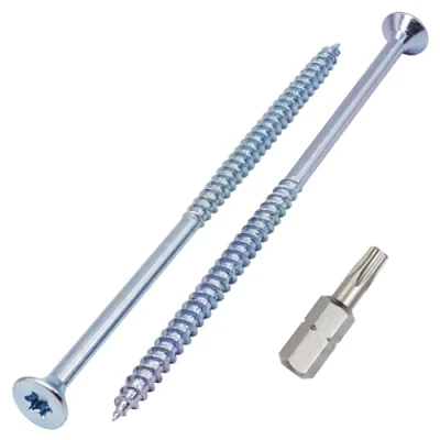Imagen de SKIR&#039;CO (10 uds) tornillos para madera de acero galvanizado, 6,0 x 140 mm, Torx cabeza avellanada, aglomerado, parcialmente roscados