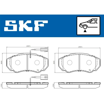Imagen de SKF VKBP 80273 E Juego de pastillas freno con contacto avisador desgaste PEUGEOT: Boxer Furgón, Bus, Camión plataforma/Chasis