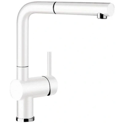 Imagen de blanco LINUS S 516692 Grifería de cocina aspecto SILGRANIT con caño extraíble, alta presión, color