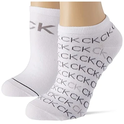 Imagen de Calvin Klein All Over Logo Sneaker, Blanco (White), Talla única (Pack de 2) para Mujer