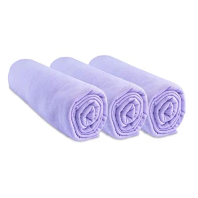 Imagen de Lot de 3 Draps housse Coton pour lit Bébé 60x120 8 coloris disponibles (Parme)