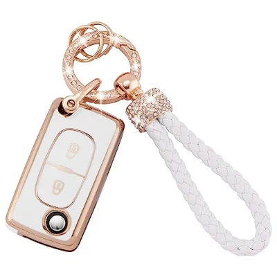 Imagen de Koaudb Funda de TPU para llave coche compatible con 2 botones Peugeot 107 207 307 307S 308 407 607 807 3008 5008 Citroen C2 C3 C4 C5 C6 C8 Xsara Flip plegable Key Shell Case Fob (Pgt 2F)