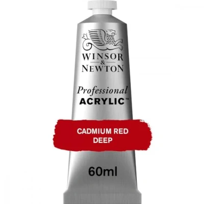 Imagen de Winsor &amp; Newton acrílico profesional Artist&#039;s tubo de pintura acrílica 60ml, color rojo cadmio oscuro