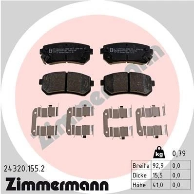 Imagen de ZIMMERMANN 24320.155.2 Juego de pastillas freno Foto correspondiente a la entrega, con muelle HYUNDAI: ix35, i30 I Hatchback, Tucson