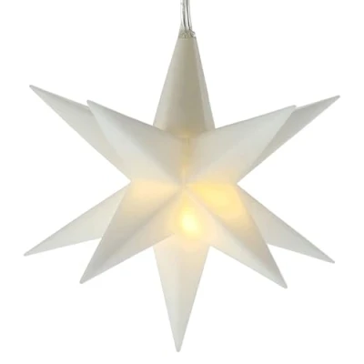 Imagen de estrella luminosa 3D con 12 puntas para colgar, diámetro de 8 cm, función temporizador, cable 3 m, Navidad (estrella blanca, cm)