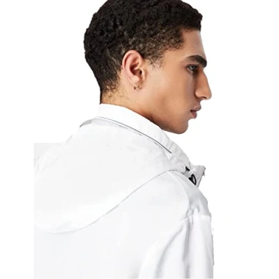 Imagen de Armani Exchange Lightweight Zip up Hooded Windbreaker Jacket Rompevientos, White 1100, M Hombres