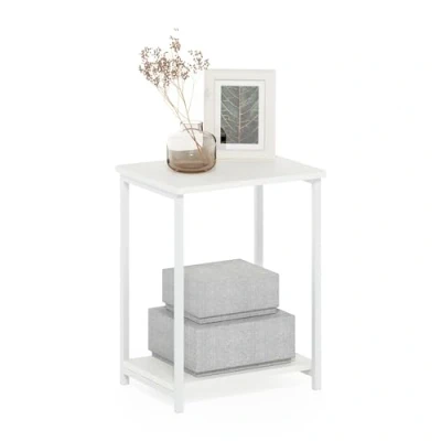 Imagen de Furinno Simplistic Mesa Auxiliar Industrial con Estructura de Metal, Madera ingeniería, Blanco/Blanco, Paquete 1