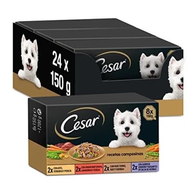 Imagen de Cesar Comida Húmeda para Perros, Selección Recetas Campesinas en Salsa, Multipack (Pack de 3 x 8 Tarrinas 150g)