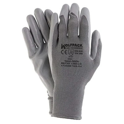 Imagen de WOLFPACK LINEA PROFESIONAL Guantes Nitrilo/Nylon Impregnado con Colgador 9&quot;