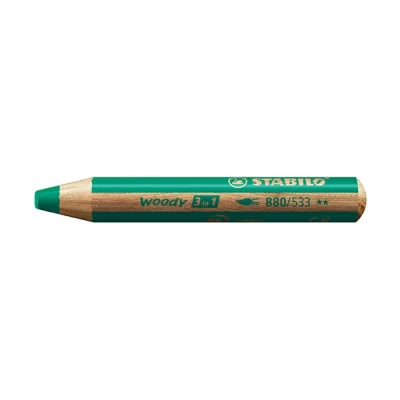 Imagen de Stabilo, Lápiz de Color multitalento STABILO woody 3 en 1 Caja con 5 unidades verde oscuro