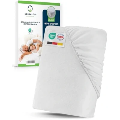 Imagen de Sensalou Protector de Colchón Impermeable Funda Cama con Falda 90x200 cm 2X Set