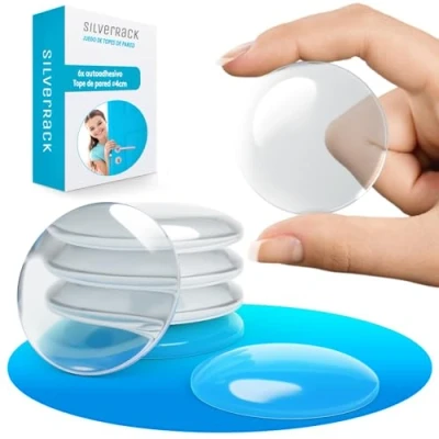 Imagen de SilverRack® tope de puerta autoadhesivo para pared, 40 mm, transparente [6 unidades] pared como protección y Protector picaporte