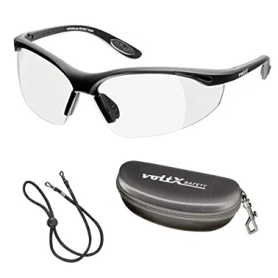 Imagen de voltX &#039;Constructor&#039; (TRANSPARENTES dioptría +1,50) Gafas de Seguridad con aumento total Lente (no bifocal), incluye cordón tope regulable y funda rígida + UV400 recubrimiento antivaho